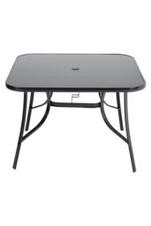 Garden Sanctuary Metallic Square Tempered Glass Garden Dining Table in Black - thumbnail 3