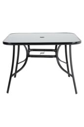 Garden Sanctuary Metallic Square Tempered Glass Garden Dining Table in Black - thumbnail 4