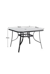 Garden Sanctuary Metallic Square Tempered Glass Garden Dining Table in Black - thumbnail 6