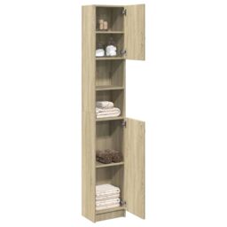 Berkfield Home Bathroom Cabinet Sonoma Oak 32x25.5x190 cm Engineered Wood in Brown - thumbnail 3