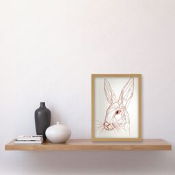 Artery8 Rabbit Polygon Head Minimal Line Drawing Portrait Artwork Framed Wall Art Print A4 in Light Oak - thumbnail 2