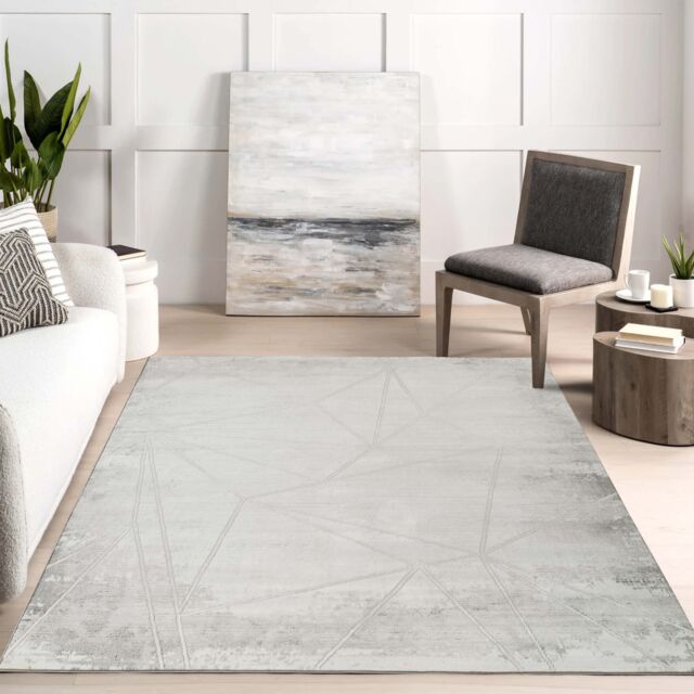 Desire Rugs Novu Modern Abstract Geometric Living Room Area Rug Metallic- Mirage Grey - Size: 120 cm x 170 cm - image 1