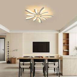 Goeco Modern LED Ceiling Light, 50W, 68cm, 3000K, for Living Room, Bedroom in White - thumbnail 3