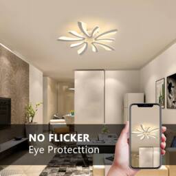 Goeco Modern LED Ceiling Light, 50W, 68cm, 3000K, for Living Room, Bedroom in White - thumbnail 9
