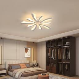 Goeco Modern LED Ceiling Light, 50W, 68cm, 3000K, for Living Room, Bedroom in White - thumbnail 8