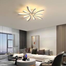 Goeco Modern LED Ceiling Light, 50W, 68cm, 3000K, for Living Room, Bedroom in White - thumbnail 2