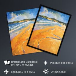 "Artery8 Woolacombe Beach Watercolour Seaside Landscape Wall Art Print - Size: W24"" x H32""" - thumbnail 2