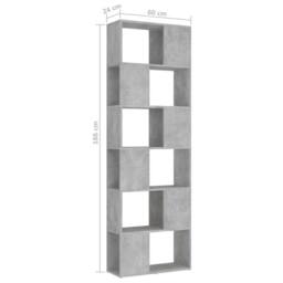 Berkfield Home Book Cabinet Room Divider Concrete Grey 60x24x186 cm Engineered Wood - Size: 60 x 24 x 186 cm - thumbnail 7