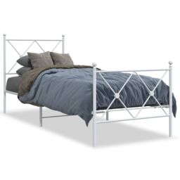 Berkfield Home Metal Bed Frame without Mattress with Footboard White 80x200cm - Size: 80x200 cm - thumbnail 2