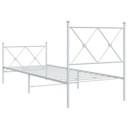 Berkfield Home Metal Bed Frame without Mattress with Footboard White 80x200cm - Size: 80x200 cm - thumbnail 6