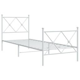 Berkfield Home Metal Bed Frame without Mattress with Footboard White 80x200cm - Size: 80x200 cm - thumbnail 3
