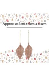 VFM e-Store Christmas Tree Decoration 2 Hanging Leaf Glitter X 1 22. 6cm Rose Gold - thumbnail 2