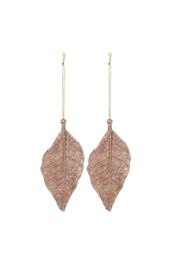 VFM e-Store Christmas Tree Decoration 2 Hanging Leaf Glitter X 1 22. 6cm Rose Gold - thumbnail 1