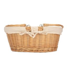 Red Hamper Cotton Lined Swing Handle Shopping Basket in Off-White - thumbnail 3