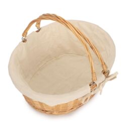 Red Hamper Cotton Lined Swing Handle Shopping Basket in Off-White - thumbnail 2