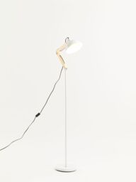 Orsina Sleek White Wood & Metal Floor Lamp, Sturdy Design Bedroom Floor Lamp, Highly Manoeuuvrable Modern Lamp - thumbnail 5