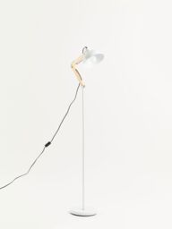 Orsina Sleek White Wood & Metal Floor Lamp, Sturdy Design Bedroom Floor Lamp, Highly Manoeuuvrable Modern Lamp - thumbnail 4