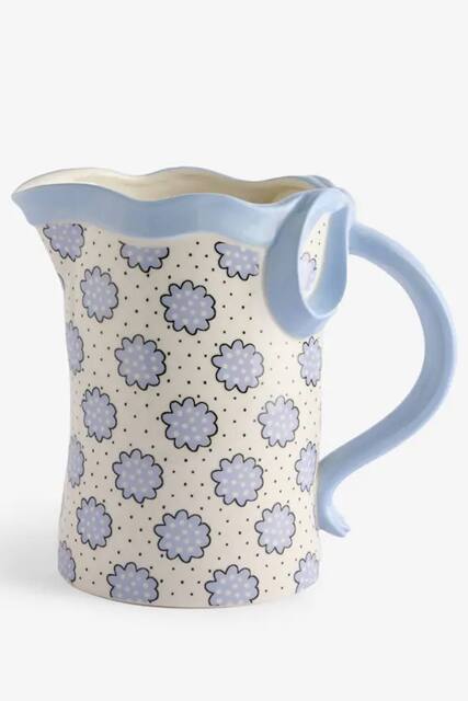 Cath Kidston Blue Bow Ceramic Jug Vase 30cm in White - image 1