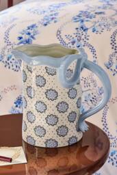 Cath Kidston Blue Bow Ceramic Jug Vase 30cm in White - thumbnail 2