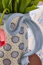 Cath Kidston Blue Bow Ceramic Jug Vase 30cm in White - thumbnail 5
