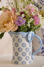 Cath Kidston Blue Bow Ceramic Jug Vase 30cm in White - thumbnail 3