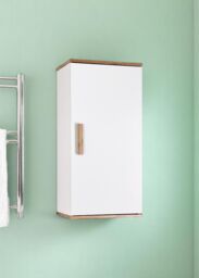 Showerdrape Nola Matt White & Bamboo Single Wall Bathroom Cabinet