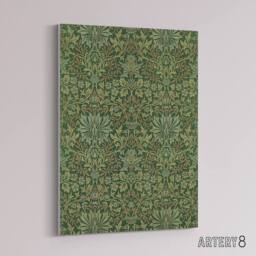 "Artery8 Flower Garden Textile Pattern Canvas Wall Art Print W. Morris in Green - Size: W18"" x H24""" - thumbnail 2