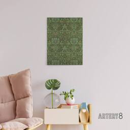 "Artery8 Flower Garden Textile Pattern Canvas Wall Art Print W. Morris in Green - Size: W18"" x H24""" - thumbnail 3