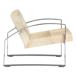 Orsina Hairon Leather Chair With Steel Legs For Patio, Modern White Upholstery Chair, Stainless Steel Accent Chair in Silver - thumbnail 5