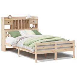 Berkfield Home Bookcase Bed without Mattress 135x190 cm Double Solid Wood Pine in Light Brown - thumbnail 2