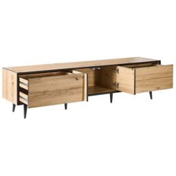 Wyld and Coco TV Stand - Light Brown MDF 2 Doors 4 Drawers Metal Legs - thumbnail 8