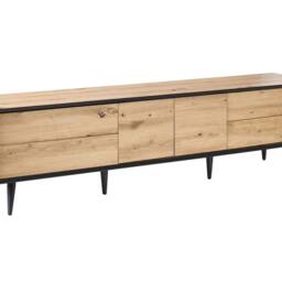 Wyld and Coco TV Stand - Light Brown MDF 2 Doors 4 Drawers Metal Legs - thumbnail 2