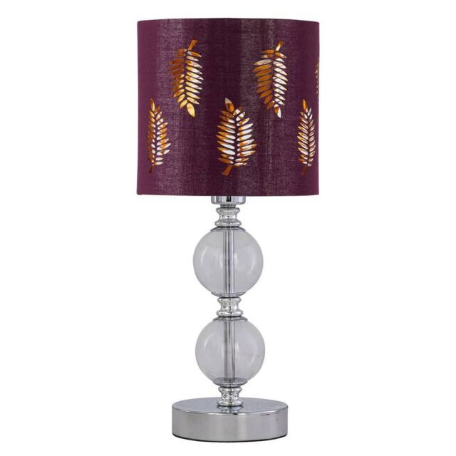 First Choice Lighting Chrome Two Ball Table Lamp with Burgundy Fern Shade in Silver - image 1