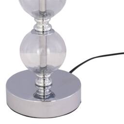 First Choice Lighting Chrome Two Ball Table Lamp with Burgundy Fern Shade in Silver - thumbnail 4