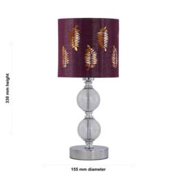 First Choice Lighting Chrome Two Ball Table Lamp with Burgundy Fern Shade in Silver - thumbnail 6