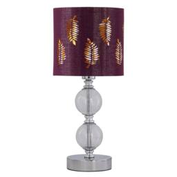 First Choice Lighting Chrome Two Ball Table Lamp with Burgundy Fern Shade in Silver
