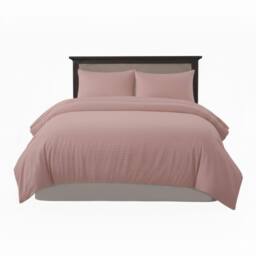 Snug City Embossed Stripe Duvet Cover Soft Microfibre Bedding with Pillowcases in Pink - Size: Super King - thumbnail 2