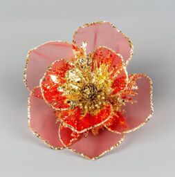 Shatchi 15cm Poinsettia Flower Red - Christmas Tree Decoration - thumbnail 1