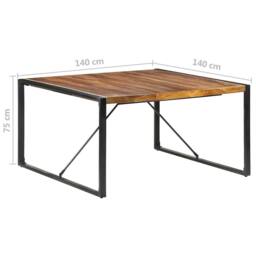 Berkfield Home Beautiful Dining Table 140x140x75 cm Solid Wood with Sheesham Finish in Brown - Size: 140 x 140 x 75 cm - thumbnail 6