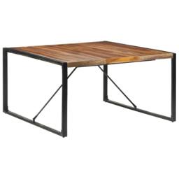Berkfield Home Beautiful Dining Table 140x140x75 cm Solid Wood with Sheesham Finish in Brown - Size: 140 x 140 x 75 cm - thumbnail 8