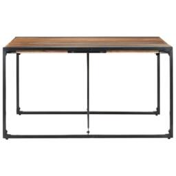 Berkfield Home Beautiful Dining Table 140x140x75 cm Solid Wood with Sheesham Finish in Brown - Size: 140 x 140 x 75 cm - thumbnail 1