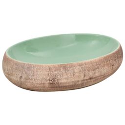 Berkfield Home Countertop Basin Green & Brown Oval 59x40x15 cm Ceramic - Size: 59 x 40 x 15 cm - thumbnail 2