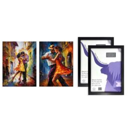 Artery8 A4 Wall Art & Frame Set of 2 Salsa Street Dance Latina Vibrant Oil Paint - thumbnail 5