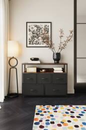 Living and Home 5-Drawer Metal Frame Chest of Drawers Storage Cabinet with Power Strip in Black - thumbnail 3