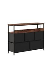 Living and Home 5-Drawer Metal Frame Chest of Drawers Storage Cabinet with Power Strip in Black - thumbnail 8