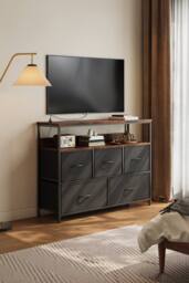 Living and Home 5-Drawer Metal Frame Chest of Drawers Storage Cabinet with Power Strip in Black - thumbnail 5