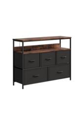 Living and Home 5-Drawer Metal Frame Chest of Drawers Storage Cabinet with Power Strip in Black - thumbnail 7