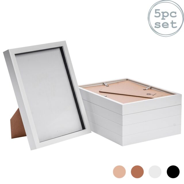 "Nicola Spring 3D Box Photo Frames - A4 (8"" x 12"") - Grey - Pack of 5 in White" - image 1
