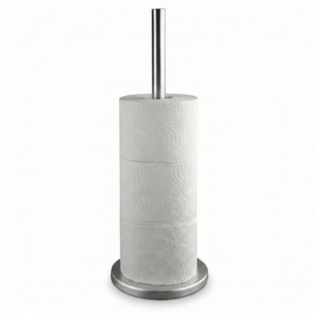 NESTLUNE Stainless Steel Freestanding Toilet Roll Holder Storage in Silver - image 1