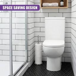 NESTLUNE Stainless Steel Freestanding Toilet Roll Holder Storage in Silver - thumbnail 4